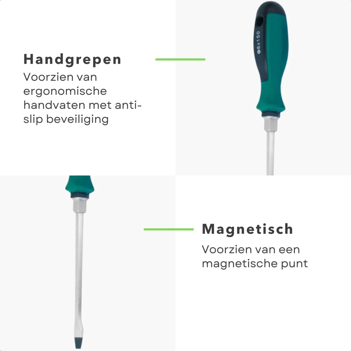 Cheqo® Schroevendraaierset 7 delig - Chroom vanadium staal - Magnetisch - Anti-Slip - Schroevendraaier - Torx - Kruiskop - Opbergdoos - Handgereedschap - Klusgereedschap - Lange Levensduur - Afbeelding 4