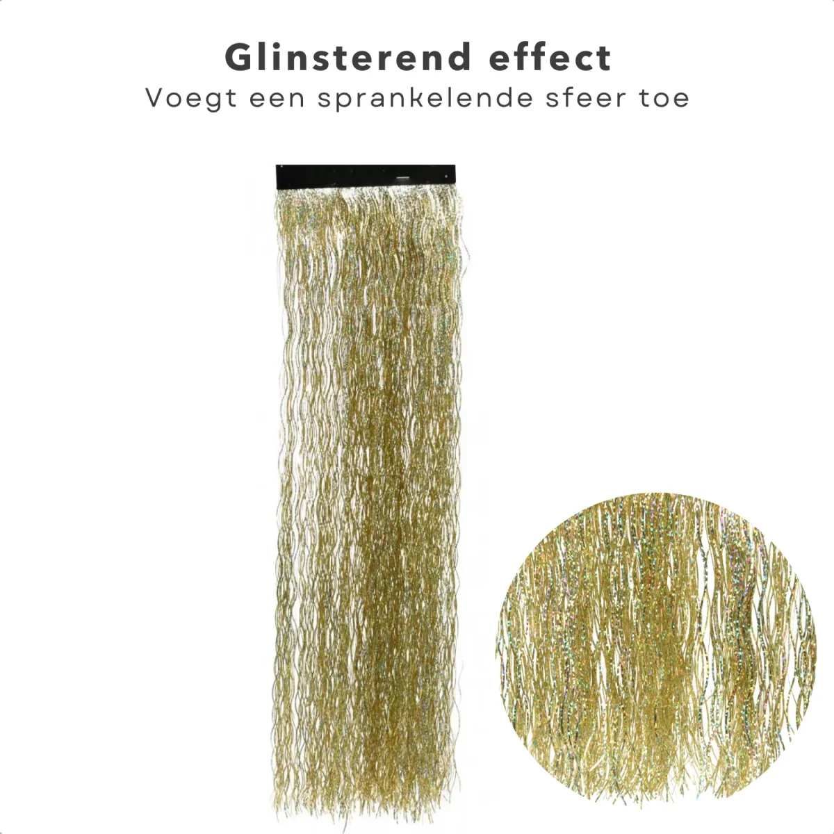 Cheqo® Glanzende Vinyl Kerstversiering - Engelenhaar - Kerstslingers - Gouden Slingers - Lametta Goud 50x40 cm - Perfect voor Kerstboom - Afbeelding 5